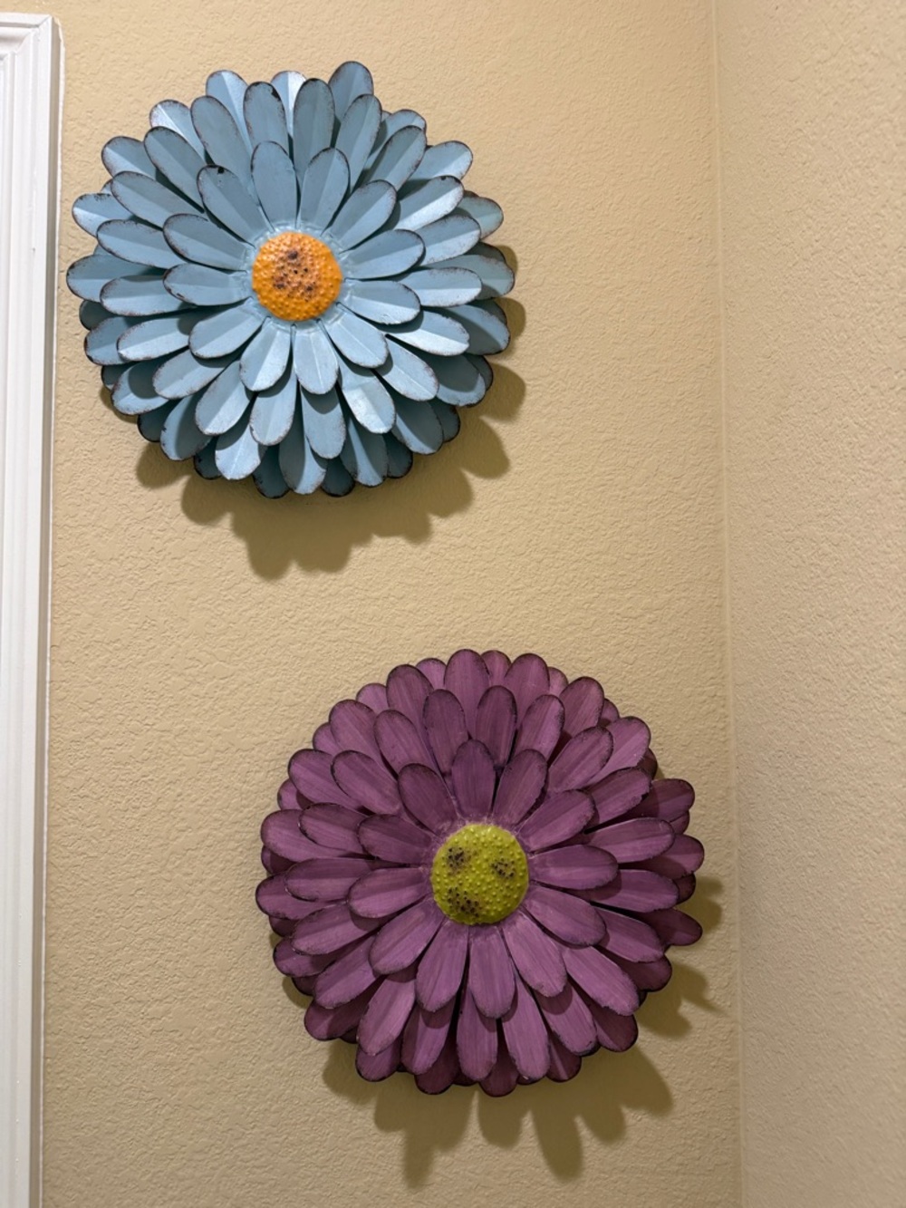 Set of 2 Floral Metal Wall Art- Decorative Flower Accent